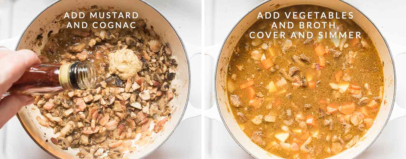 Steps 5 and 6 for making dijon beef stew